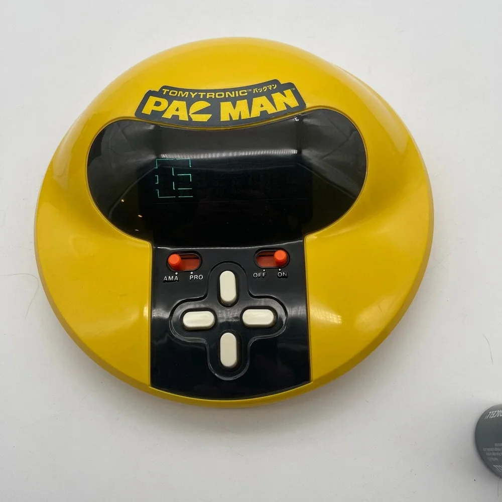 Vintage 1981 Tomytronic Pac-Man Handheld VFD Arcade Game Tomy Yellow Japan